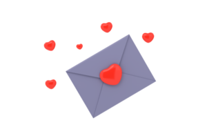 3d. feliz día de san valentín, carta del día de san valentín con corazones volando, globos de corazón rojo, amor dentro del concepto. png