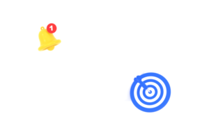 3d. pop-up de lembrete vazio, ícone de sino de notificação com dardos. png