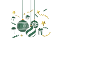 3d. vrolijk Kerstmis en gelukkig nieuw jaar achtergrond. geschenk dozen met decoratief ballen snuisterij png