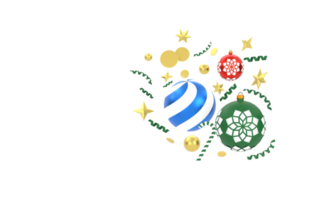 3d. bolas de navidad decoración festiva de navidad bolas de navidad de vidrio dorado, estrellas, png