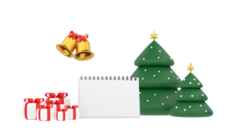 3d. calendario de año nuevo. feliz navidad y próspero año nuevo árbol de navidad y regalo png