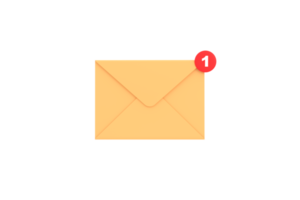 3d. enveloppe de courrier avec notification nouveau message. e-mail d'enveloppe non lu. png
