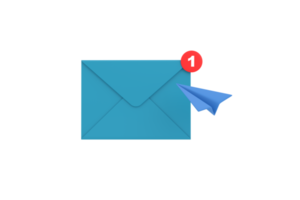 3d. icono de sobre de correo con avión de papel aislado. png