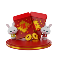 3d render Bunny chinese new year png