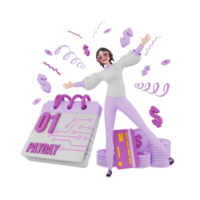 illustration de jour de paie de rendu 3d png