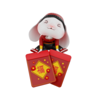 3d render Bunny chinese new year png