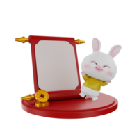 3d render Bunny chinese new year png