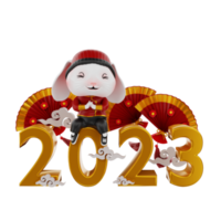 3d render conejito año nuevo chino png