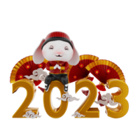 3d render coelho ano novo chinês png