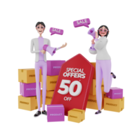 3d render marketing team illustration png