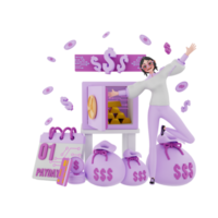 illustration de jour de paie de rendu 3d png