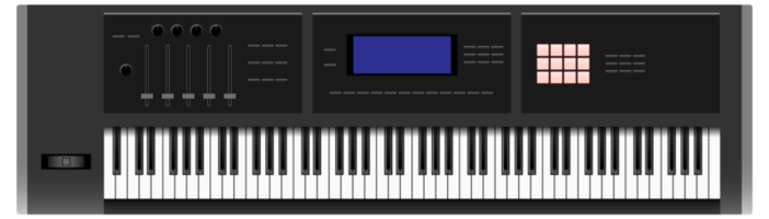 vista superior del teclado del sintetizador png