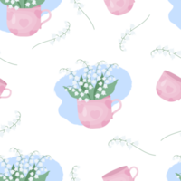 naadloos patroon. bloemen lelies van de vallei png