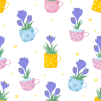 seamless pattern  of flowers crocus png