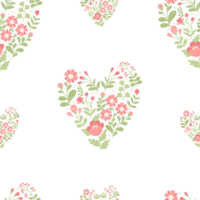 red Flower heart . seamless pattern png