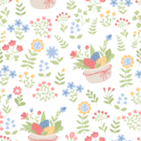 Easter floral seamless pattern png