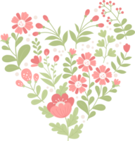 Floral heart of red flowers png