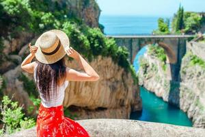 Famous fiordo di furore beach seen from bridge. photo