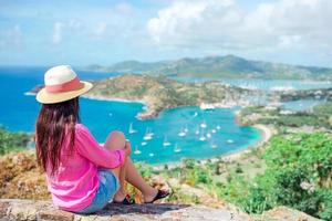 View of English Harbor from Shirley Heights, Antigua, paradise bay at tropical island in the Caribbean Sea photo