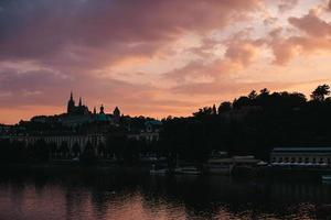 View of Prague at sunset photo