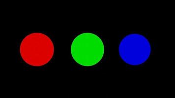 rgb colore spazio cerchio palle su buio sfondo vj ciclo continuo animazione. alto qualità 4k metraggio video