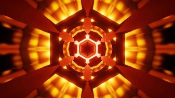 fractal sci-fi tunnel, yellow red lighting vj loop 3d render video