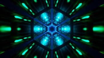 Sci-Fi-VJ-Loop-Tunnel in dunklem, futuristischem Hintergrund Blaugrüner abstrakter 3D-Hintergrund video