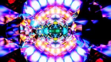 tunnel fractal cosmique coloré avec boucle vj d'éclairage réfléchissant. images 4k de haute qualité video