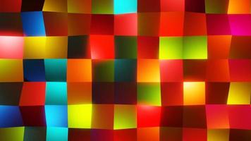 multi gekleurd gloed mozaïek, muziek- ritme pixel kubussen beweging achtergrond video