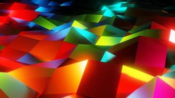 glow colorful polygonal geometric floor moving to music, dance floor video