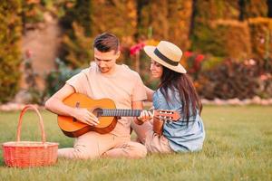 Young couple tourist enjoying on summer vacation photo