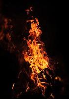 Fire flames on a black background photo