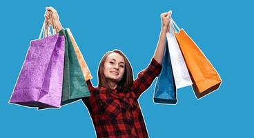 woman with shoping bags photo