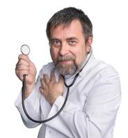 Mad doctor with a stethoscope photo