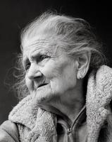 Portrait of a very old wrinkled woman photo