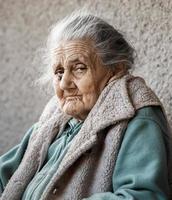 retrato de una mujer muy vieja y arrugada foto