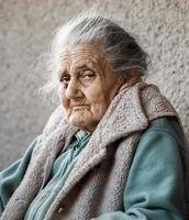 Portrait of a very old wrinkled woman photo