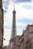 Wonderful view of Eiffel Tower from one of the street in Paris photo