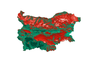 mapa da bulgária com as cores da bandeira ilustração 3d do mapa de relevo sombreado vermelho e verde png