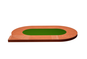 pista de atletismo en el estadio con carril y números sección transversal 3d con pista de atletismo, ilustración 3d cortada con pista deportiva vacía aislada png