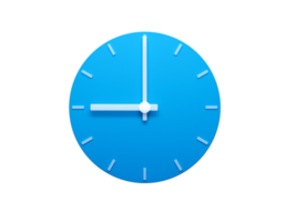 Blue wall Clock 3d Illustration. 9 O'clock png