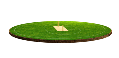 Cricket Stadium Front view on cricket pitch or ball sport game field, grass stadium or circle arena for cricketer series, green lawn or ground for batsman, bowler. Outfield 3D Illustration png