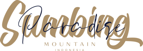 Mountain Sumbing Paradise Indonesia Lettering for greeting card, great design for any purposes. Typography poster png