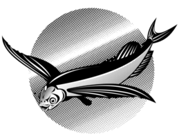 poisson volant style rétro png