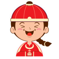 Cinese ragazzo contento viso cartone animato carino png