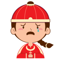 garçon chinois qui pleure visage dessin animé mignon png