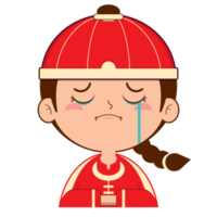 menino chinês chorando rosto cartoon bonito png