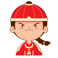kinesisk pojke arg ansikte tecknad serie söt png