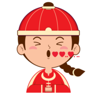kinesisk pojke i kärlek ansikte tecknad serie söt png