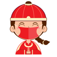 niño chino usar máscara dibujos animados lindo png